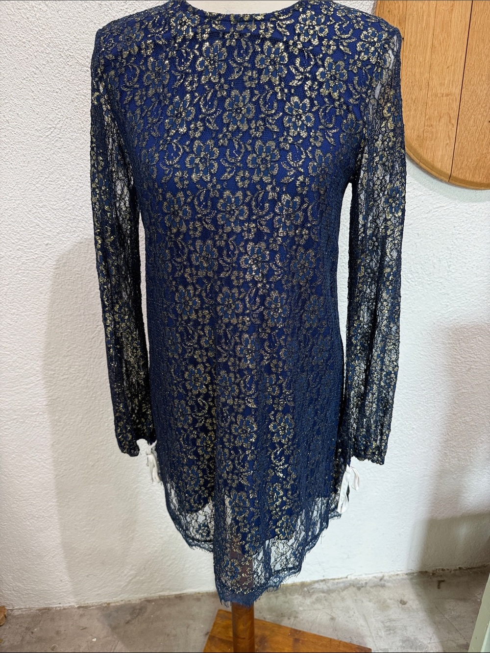 Navy Lace Long Sleeve Dress